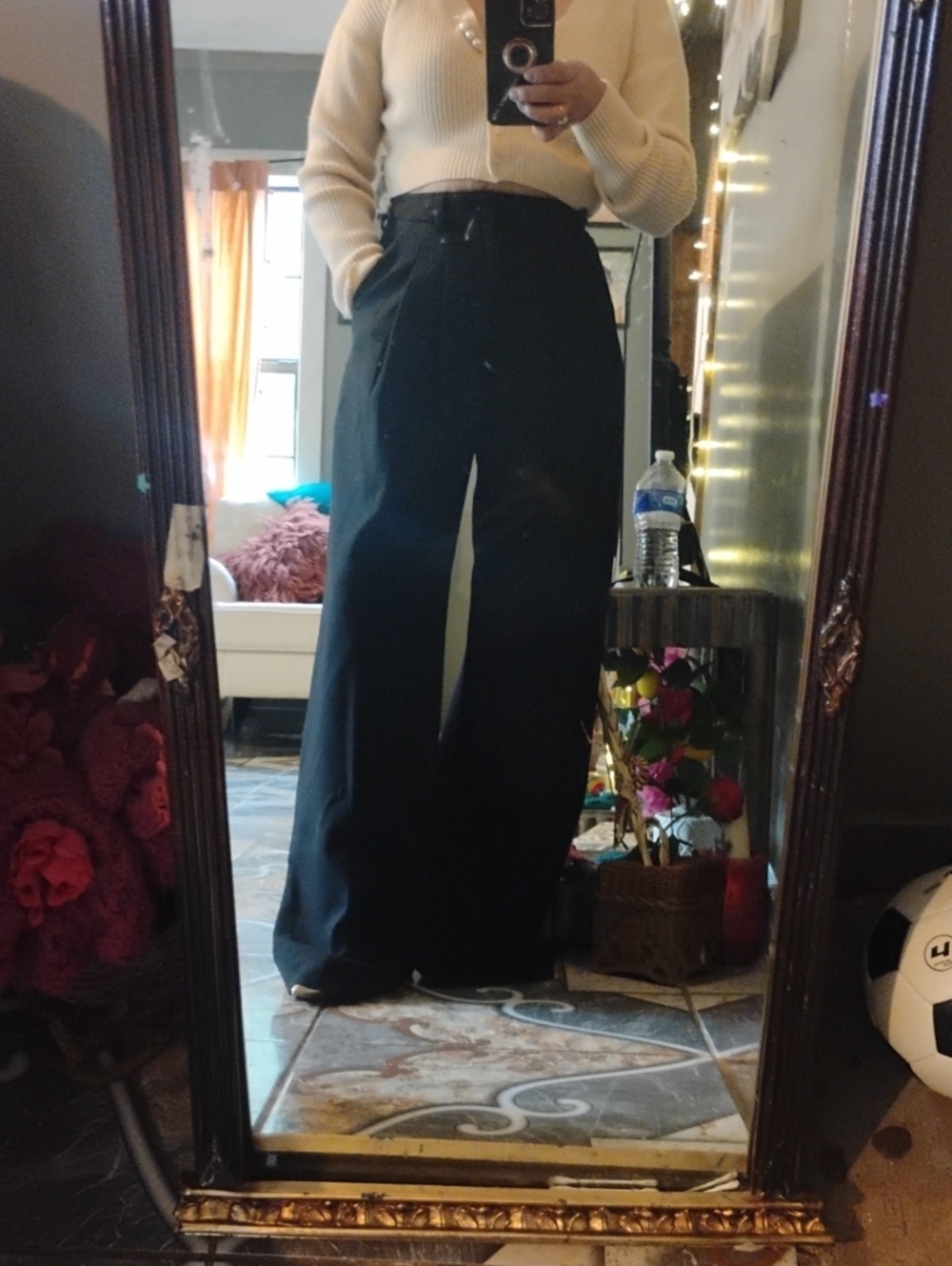 Anthropologie Black Wide-Leg Trousers